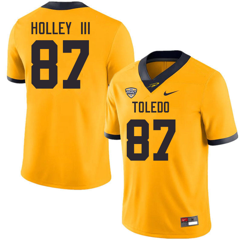 Toledo Rockets #87 Eric Holley III College Football Jerseys Stitched Sale-Gold